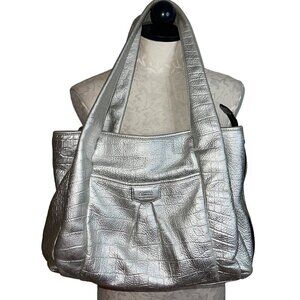 Aimee Kestenberg Womens Shoulder Bag One Size Silver Metallic Leather Zip